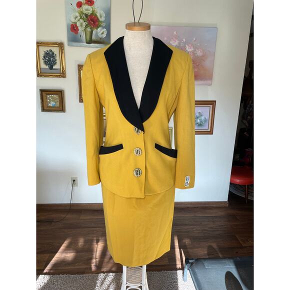 noviello bloom suits vintage yellow saks fifth avenue size 6 union made wool - Picture 9 of 16